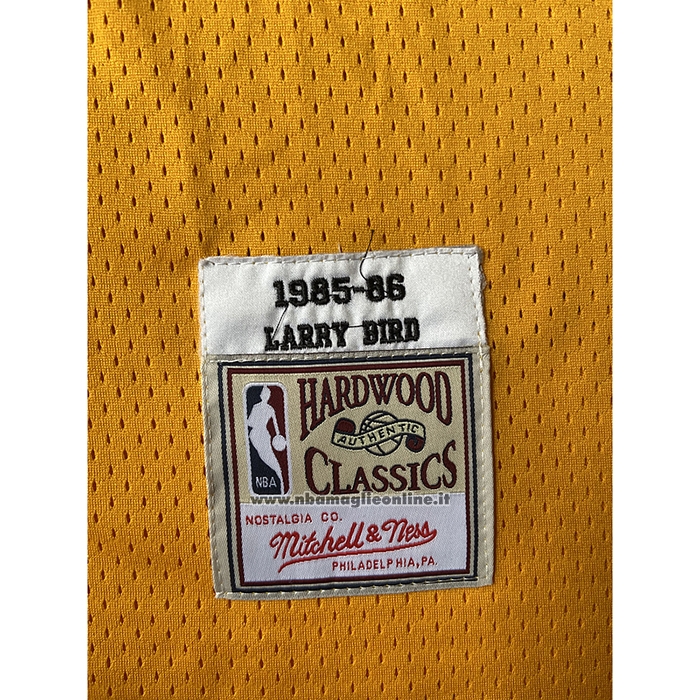 Maglia Boston Celtics Larry Bird #33 Mitchell & Ness 1985-86 Giallo